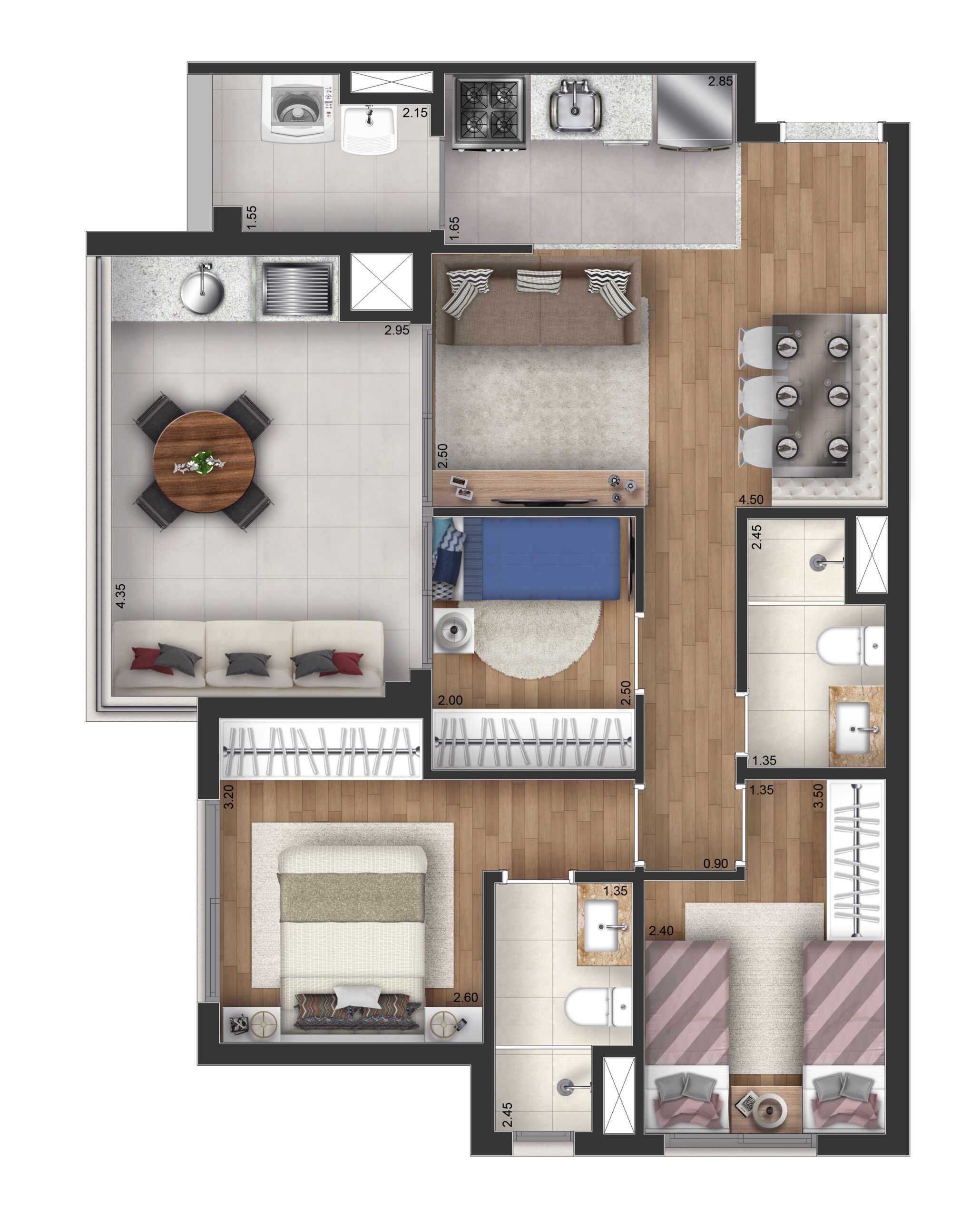 Tipo 76m²