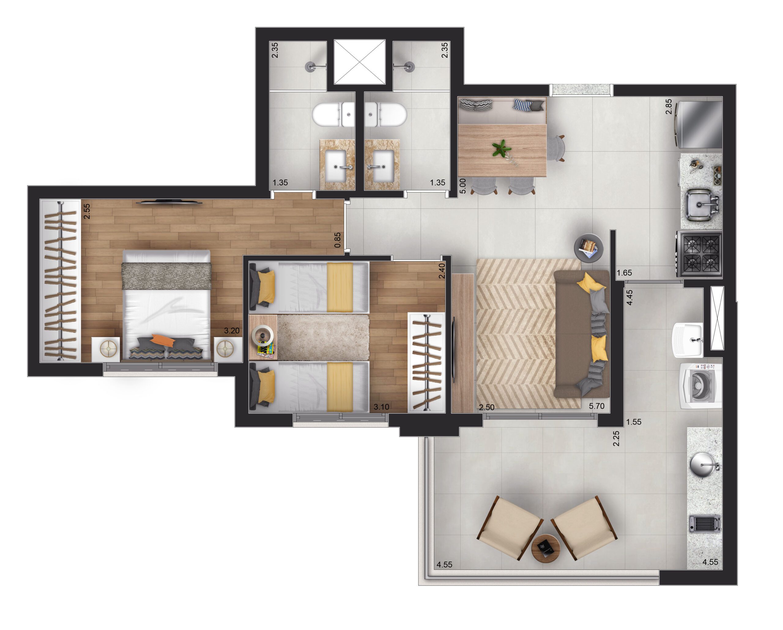 Tipo 65m²